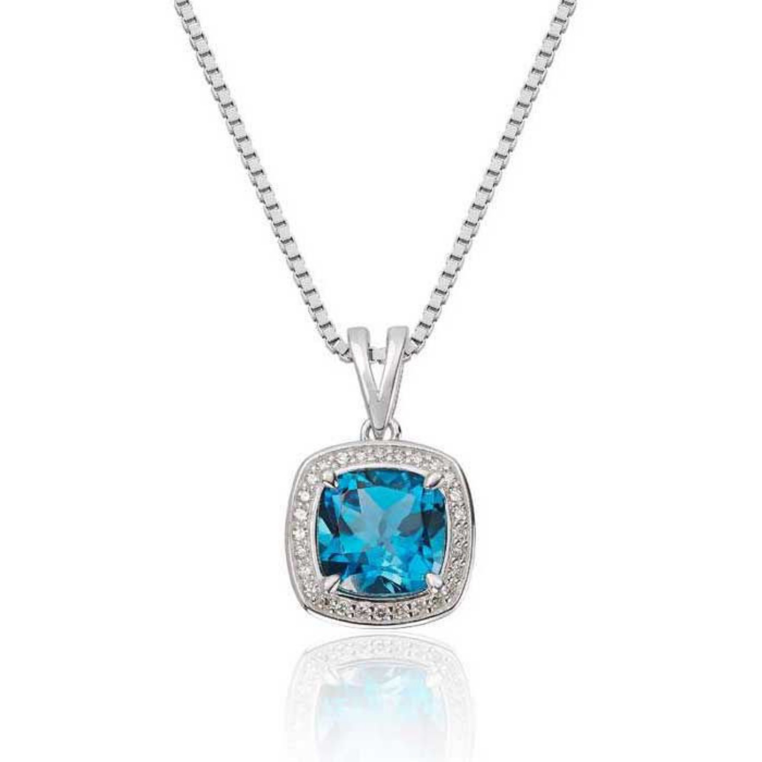 Diamantsmykke i gull med 0,08 ct W-Si & Topaz-27246