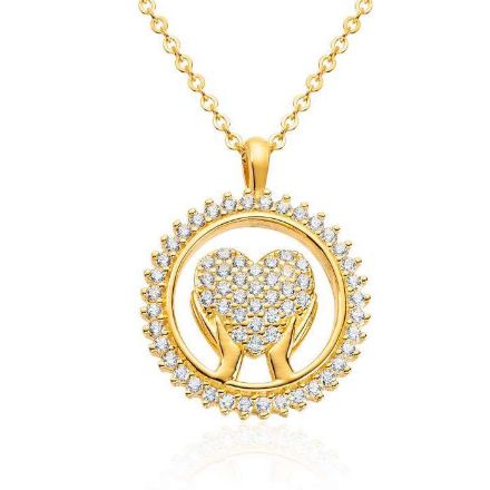 Anheng hjerte i forgylt sølv med zirkonia- 3002342 Anheng hjerte i forgylt sølv med zirkonia- 3002342