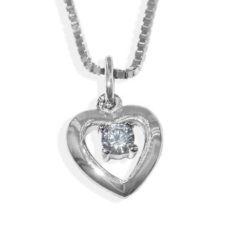 Sølvsmykke hjerte med hvitt zirkonia, til barn - 9095 Sølvsmykke hjerte med hvitt zirkonia, til barn - 9095