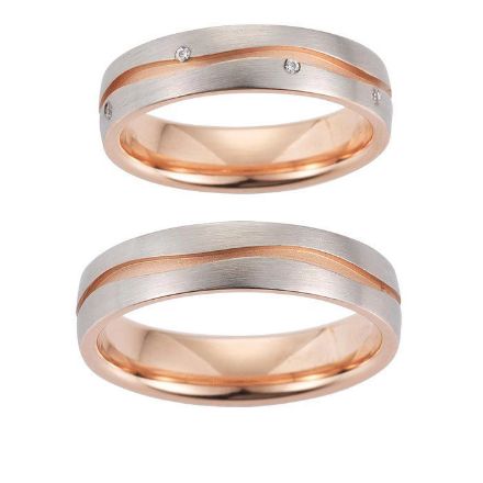 Gifteringer i hvitt & rødt gull 14 kt, 5 mm. GERSTNER - 28638 Gifteringer i hvitt & rødt gull 14 kt, 5 mm. GERSTNER - 28638