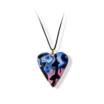 Håndlaget hjertesmykke  Hidden Magic, rosa & blå mønster 24x28 mm - 28020736 Håndlaget hjertesmykke  Hidden Magic, rosa & blå mønster 24x28 mm - 28020736