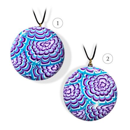 Smykke Krysantemum, Lilla & turkis, med snor-280207460 Smykke Krysantemum, Lilla & turkis, med snor-280207460