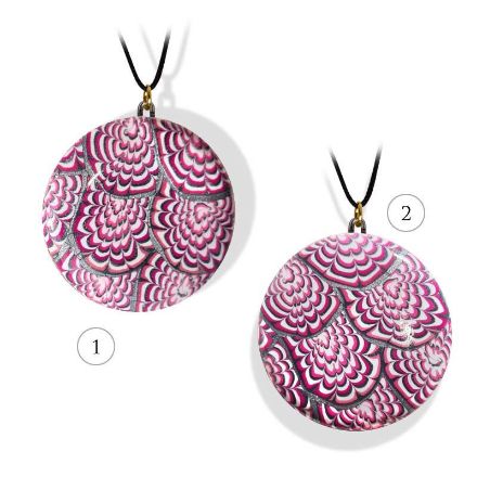 Smykke rosa & sort Krysantemum, med snor-280207455 Smykke rosa & sort Krysantemum, med snor-280207455