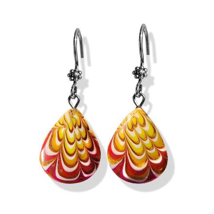 Øredobber Krysantemum, Gul & rød - 280207472  Øredobber Krysantemum, Gul & rød - 280207472