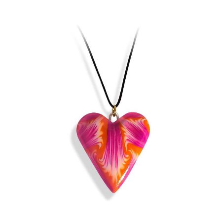 Håndlaget hjetesmykke Paradoks, rosa & oransje -280207489 Håndlaget hjetesmykke Paradoks, rosa & oransje -280207489