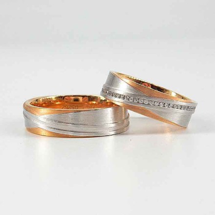 Gifteringer i hvitt og rødt gull 14kt, 6 mm. DESIGNRING 2 - 4805262 Gifteringer i hvitt og rødt gull 14kt, 6 mm. DESIGNRING 2 - 4805262