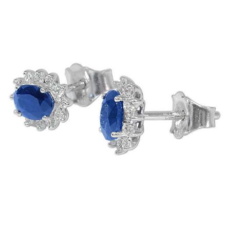 Diamantøredobber i gull 14 kt med 0,15 ct W-SI og safir - BUR760015 Diamantøredobber i gull 14 kt med 0,15 ct W-SI og safir - BUR760015