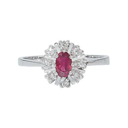 Diamantring i gull 0,12 ct W-SI og rubin-5702860 Diamantring i gull 0,12 ct W-SI og rubin-5702860