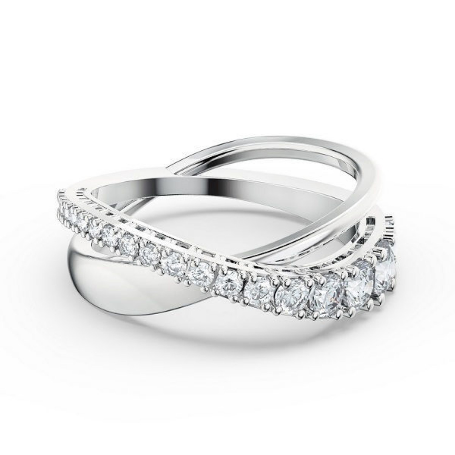 Swarovski Twist ring White, Rhodium plated - 5563911 