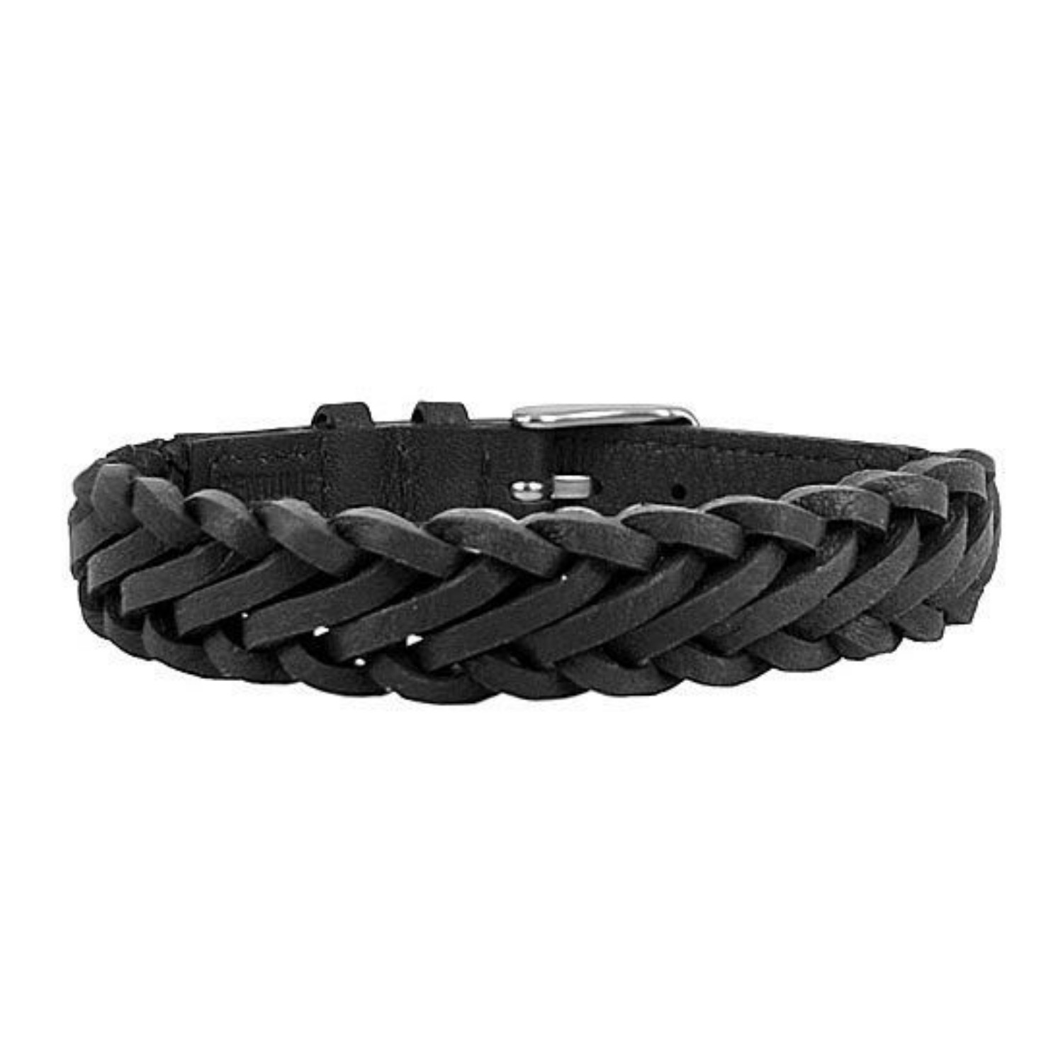 Armbånd ZACK skinn og stål, svart - 365892