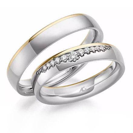 Gifteringer i hvitt & gult gull 14 kt, 4.5 mm. GERSTNER - 428967 Gifteringer i hvitt & gult gull 14 kt, 4.5 mm. GERSTNER - 428967