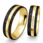 Elegante gifteringer i carbon og 14 kt gult gull - 4806507
