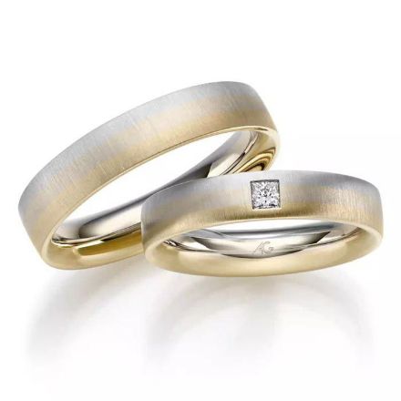 Gifteringer hvitt&gult gull 14 kt, 4.5 mm. GERSTNER - 431296 Gifteringer hvitt&gult gull 14 kt, 4.5 mm. GERSTNER - 431296