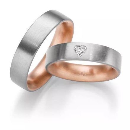 Gifteringer hvitt & rødt gull 14 kt, 5.5 mm. GERSTNER - 431305 Gifteringer hvitt & rødt gull 14 kt, 5.5 mm. GERSTNER - 431305