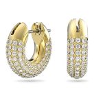 Swarovski øredobber Dextera hoop earrings Pavé, White, Gold-tone plated - 5636530