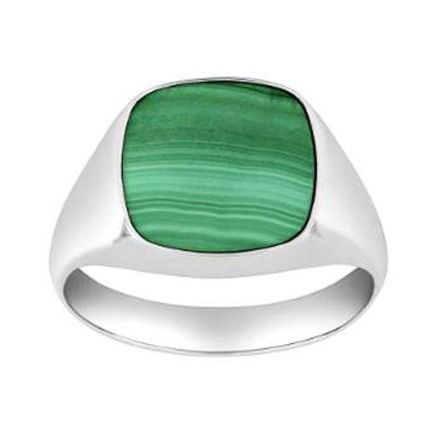 Herrering i sølv med malakit - 167005 Herrering i sølv med malakit - 167005