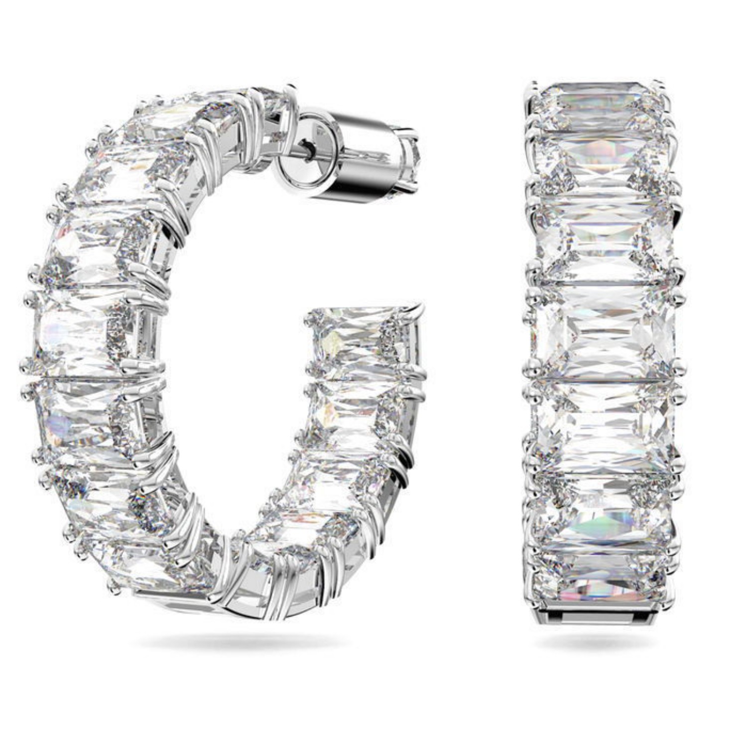 Swarovski øredobber Millenia hoop Octagon cut, rhodium  plated - 5612673