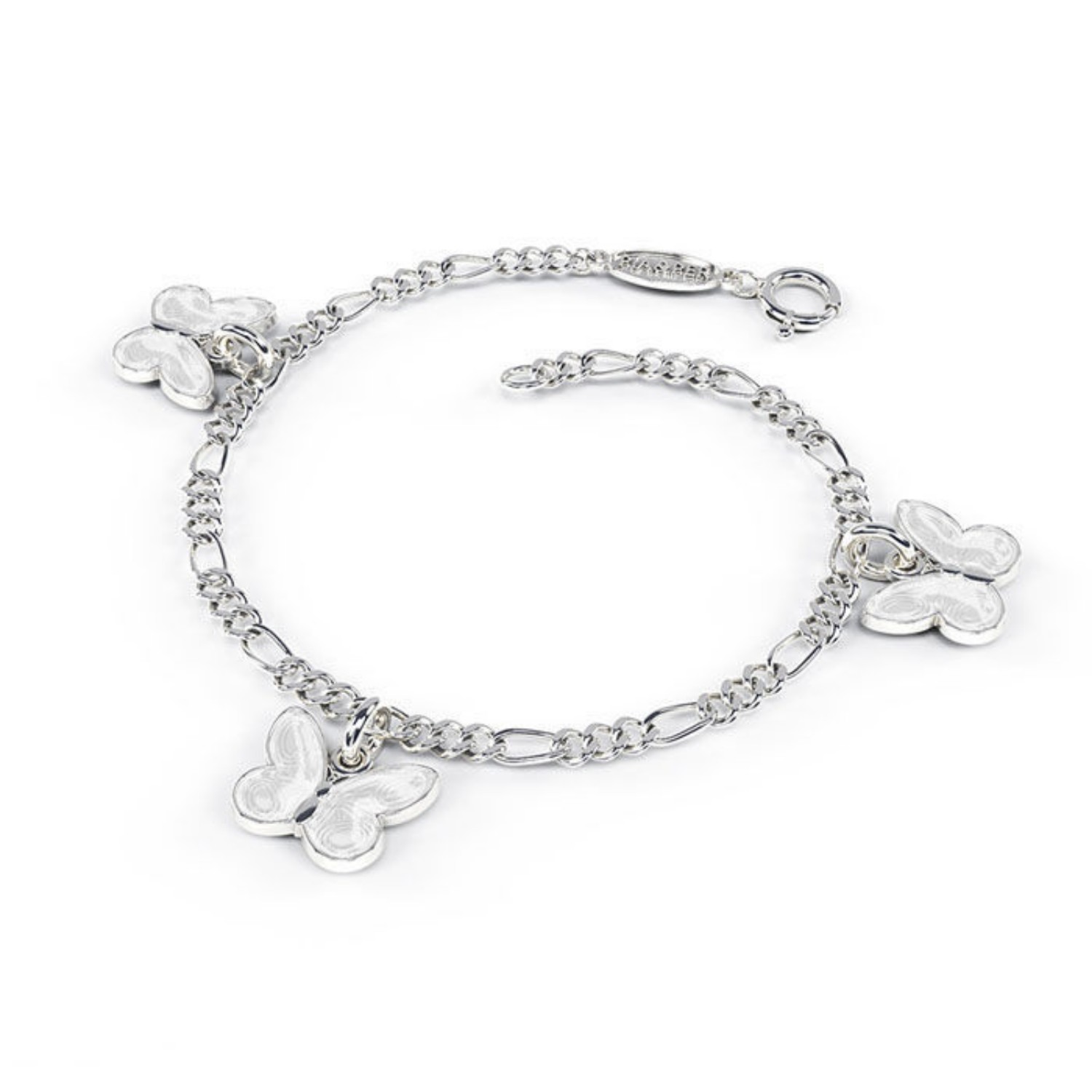 Charms-armbånd i sølv - Hvite sommerfugler - 32503