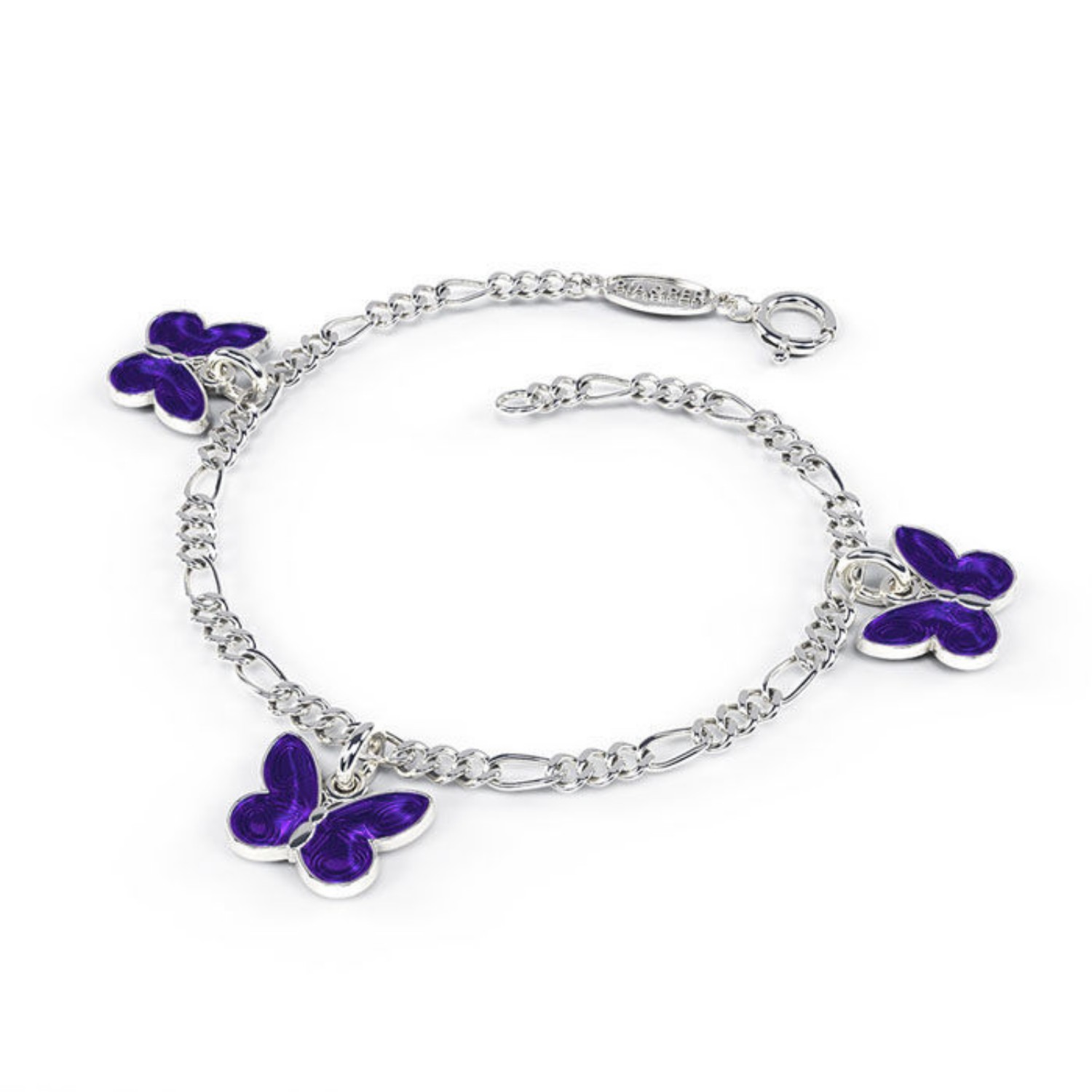 Charms-armbånd i sølv - Lilla sommerfugler - 32518