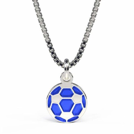Smykke Halskjede i sølv - Blå fotball - 24702 Smykke Halskjede i sølv - Blå fotball - 24702