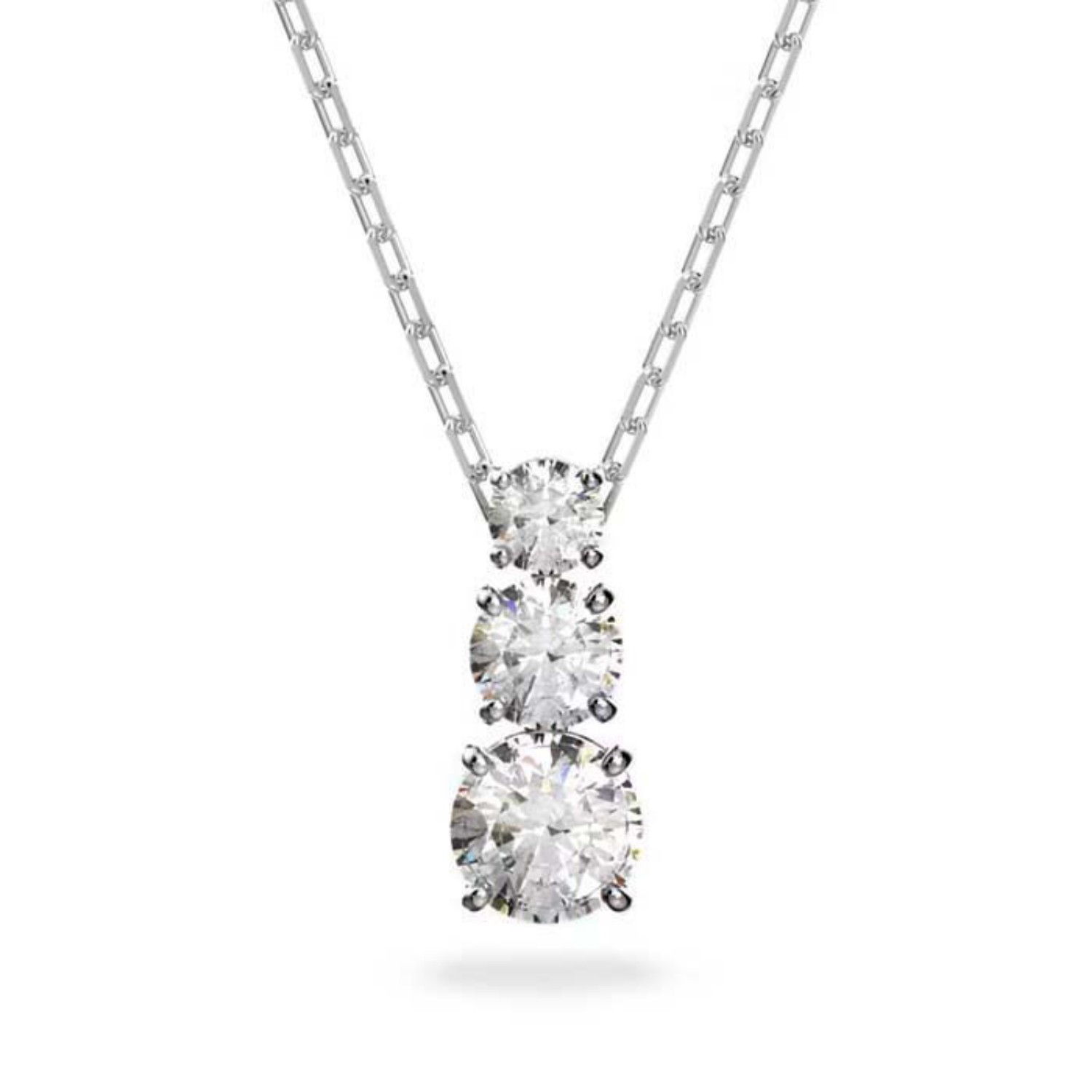 Swarovski smykke Attract Trilogy Round Pendant, White, Rhodium plated - 5414970