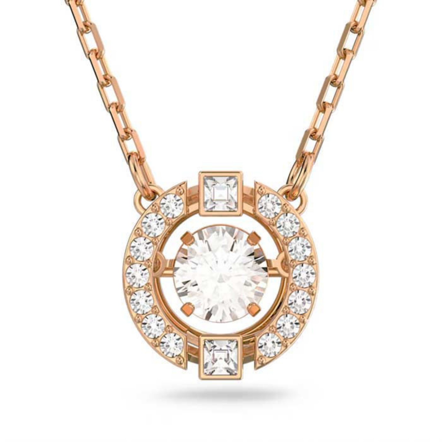 Swarovski Sparkling Dance Round Necklace, White, Rose-gold tone plated - 5272364