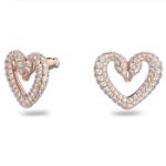 Swarovski øredobber Una, Heart, Small, Rose-gold tone - 5628659