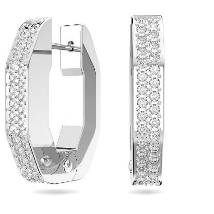 Swarovski øredobber Dextera hoop Octagon, pavé, small, hvitt - 5618307 Swarovski øredobber Dextera hoop Octagon, pavé, small, hvitt - 5618307