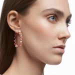 Swarovski øredobber Ortyx hoop Triangle cut, pink, rose - 5614931