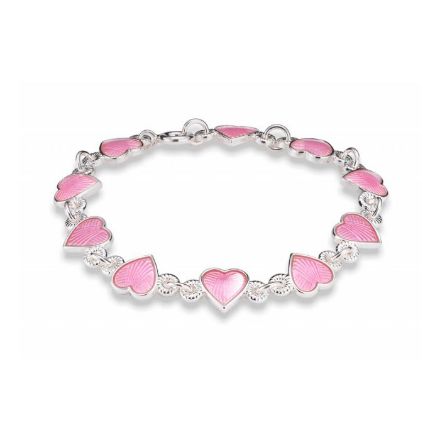 Armbånd i sølv - Rosa hjerter Armbånd i sølv - Rosa hjerter