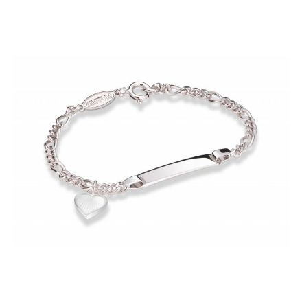 ID-armbånd i sølv - Hvitt hjerte 	ID-armbånd i sølv - Hvitt hjerte