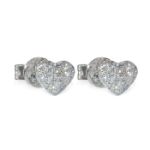 Gulløredobber Hjerter med diamanter  0,18ct W-si -43701606