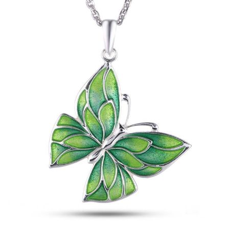 Smykke i sølv Sommerfugl, grønn glassemalje. AMORIN - 840314 Smykke i sølv Sommerfugl, grønn glassemalje. AMORIN - 840314