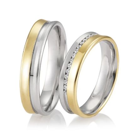 Gifteringer i gult & hvitt gull 14 kt, 5 mm. LOOP - 4830039 Gifteringer i gult & hvitt gull 14 kt, 5 mm. LOOP - 4830039