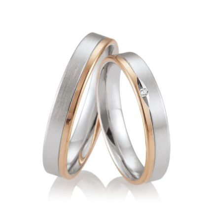 Gifteringer i rødt & hvitt gull 14 kt, 4 mm. LOOP - 4830049 Gifteringer i rødt & hvitt gull 14 kt, 4 mm. LOOP - 4830049