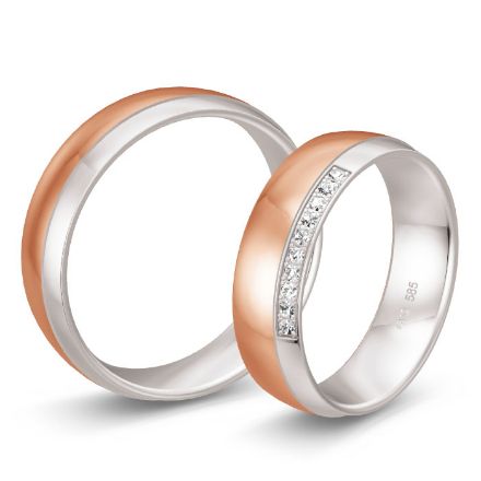 Gifteringer i rødt & hvitt gull 14 kt, 6 mm. LOOP - 4830059 Gifteringer i rødt & hvitt gull 14 kt, 6 mm. LOOP - 4830059