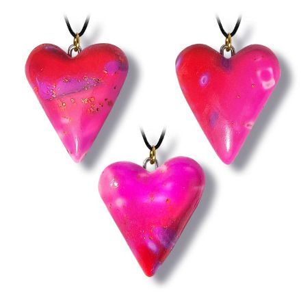 Hjertesmykke Lilla & rosa 25x23 mm. - 280206497 Hjertesmykke Lilla & rosa 25x23 mm. - 280206497