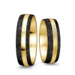 Elegante gifteringer i carbon og 14 kt gult gull - 4806507
