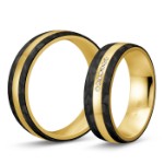Elegante gifteringer i carbon og 14 kt gult gull - 4806507