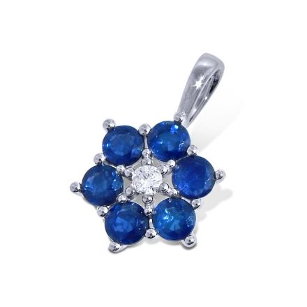 Diamantsmykke med 0,03 ct W-P1 & safirer-32057312 Diamantsmykke med 0,03 ct W-P1 & safirer-32057312