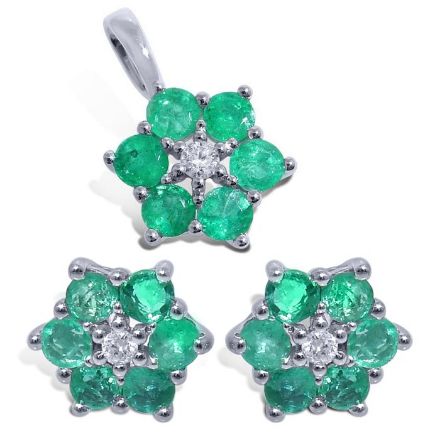 Diamantsmykkesett med diamanter & smaragder -320573130 Diamantsmykkesett med diamanter & smaragder -320573130