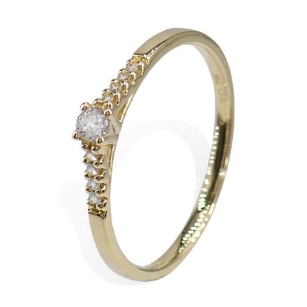 Diamantring i gult gull, 0.10 ct W-Si - BUR537850 Diamantring i gult gull, 0.10 ct W-Si - BUR537850