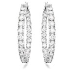 Swarovski øredobber Matrix hoop earrings Round cut, White, Rhodium plated  - 5647715