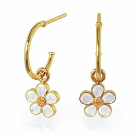 Ørepynt i forgylt sølv hvit jordbærblomst. LIV - 700503 Ørepynt i forgylt sølv hvit jordbærblomst. LIV - 700503