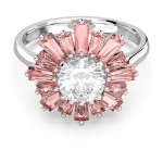 Swarovski Sunshine ring Mixed cuts, Sun, Pink, Rhodium plated - 5642967 