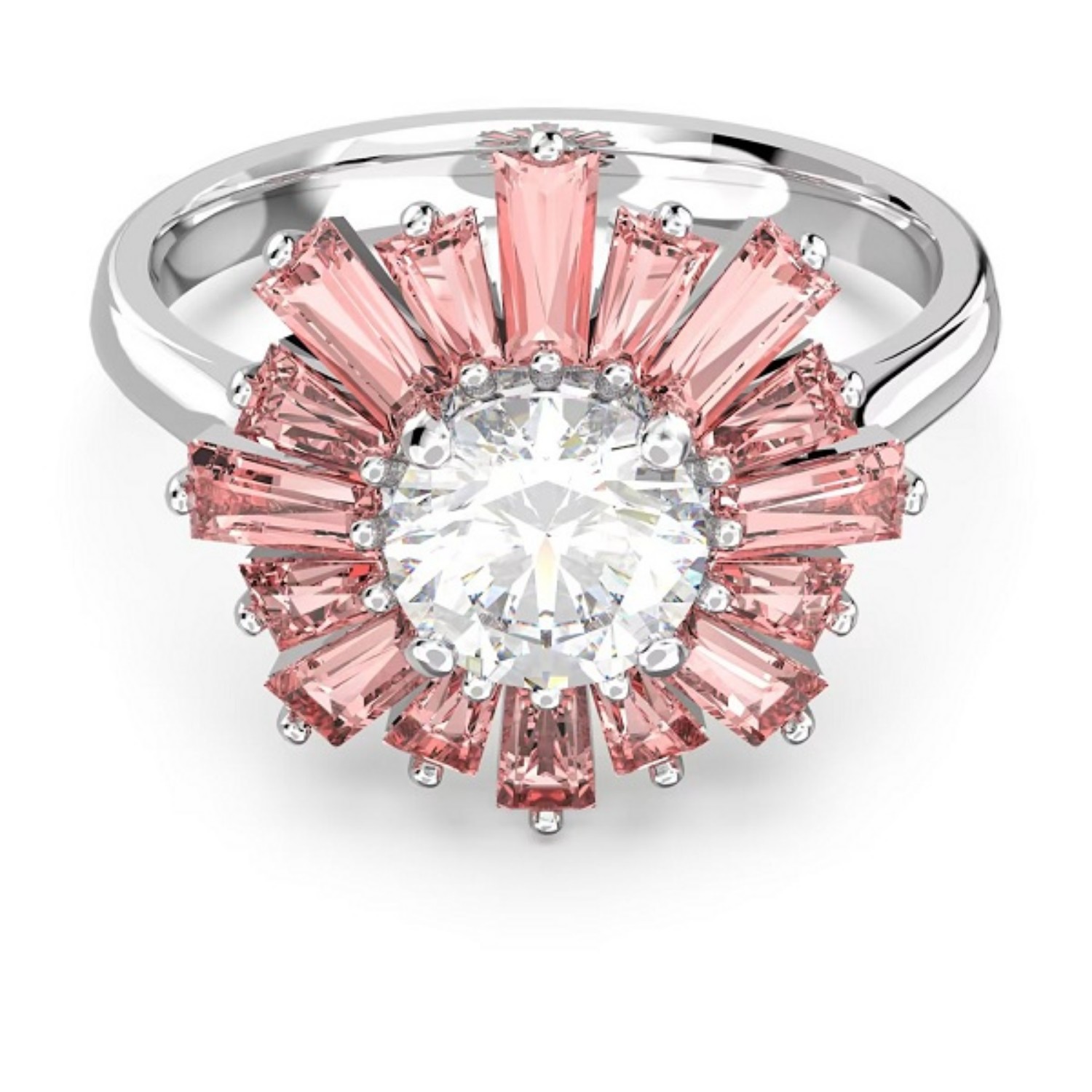 Swarovski Sunshine ring Mixed cuts, Sun, Pink, Rhodium plated - 5642967 