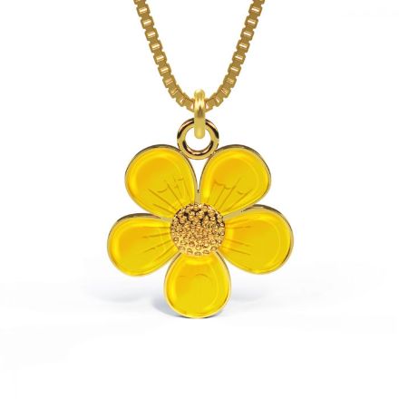 Smykke i forgylt sølv Gul smørblomst. LIV - 860509 Smykke i forgylt sølv Gul smørblomst. LIV - 860509