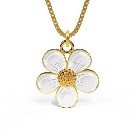 Smykke i forgylt sølv Hvit smørblomst. LIV - 860503 Smykke i forgylt sølv Hvit smørblomst. LIV - 860503