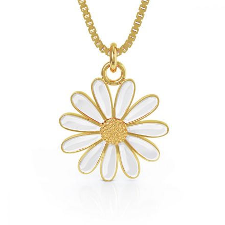 Smykke i forgylt sølv Hvit margeritt. LIV - 860303 Smykke i forgylt sølv Hvit margeritt. LIV - 860303