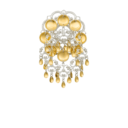 Sølje med 14 mm trådkantlauv, kvit/forgylt - 248541  Sølje med 14 mm trådkantlauv, kvit/forgylt - 248541